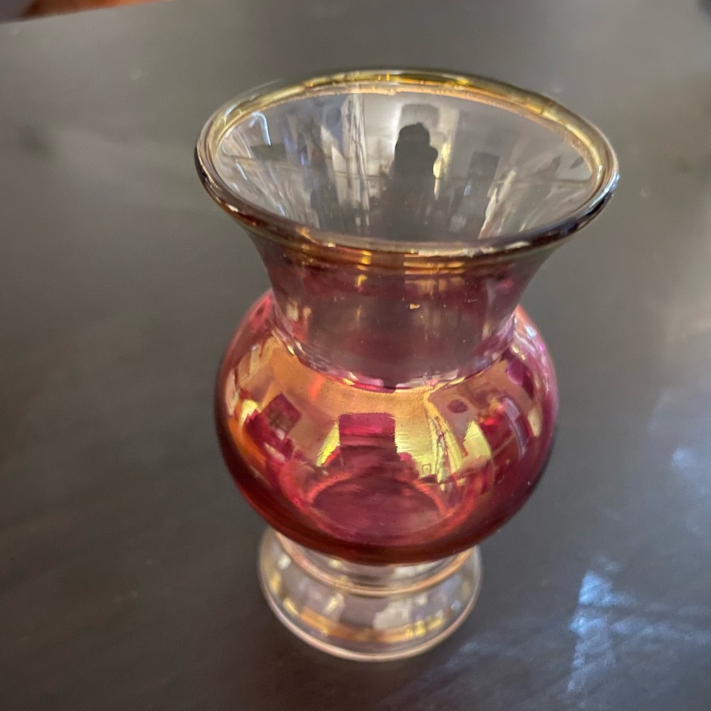Vintage Cranberry with some Gold Vase